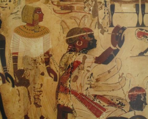 Nubian Prince Heqanefer bringing tribute for The Egyptian King Tutankhamun, 18th dynasty, Tomb of Huy. c. 1342 – c. 1325 BC
